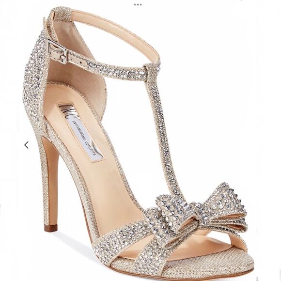 INC International Concepts Shoes - INC Gold Reesie Rhinestone Bow Evening Sandal